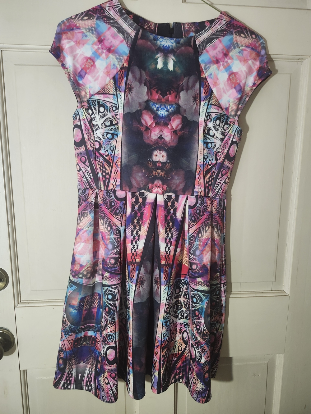 Multicolor Printed Fit & Flare Dress - Pink Pattern